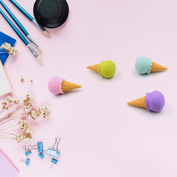 Cone Eraser for Girls & Boys / Eraser for School B'Day Return Gift Party Doughnut Lollipop Ice Cream Theme Shape Erasers Pencils Set for Kids Educational Stationary kit, School Supplies (1 Set 4 Pc) Your Brand
