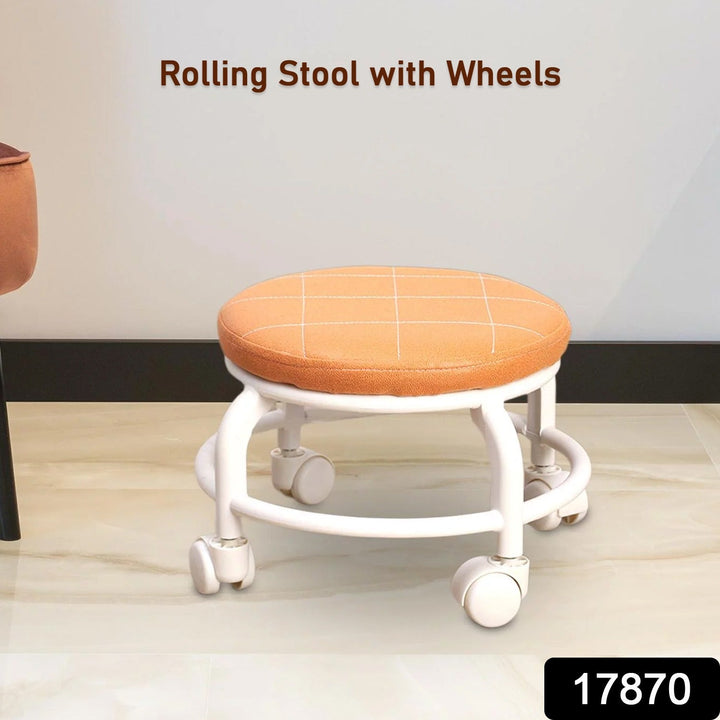 Roller Seat Stool Low Height Rolling Stool Multifunctional Small Household Movable Mini Stool Pulley Wheel Stool for Garage Home Library (1 Pc) Your Brand