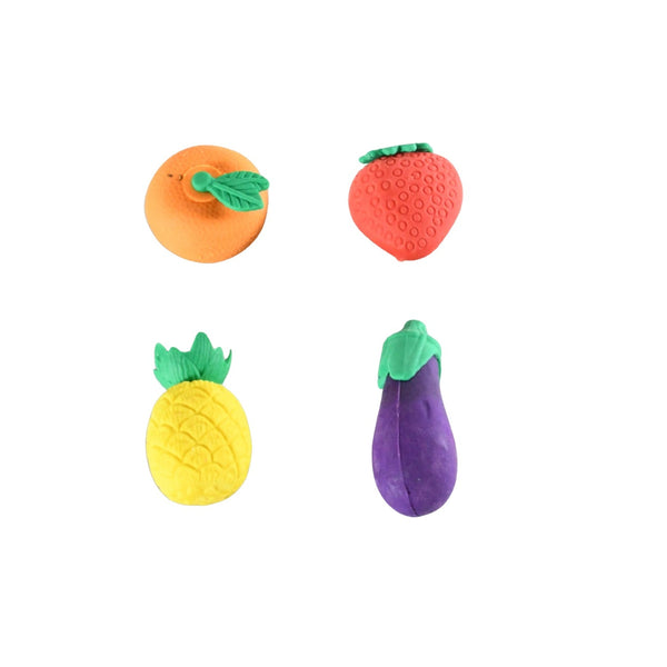 Mini Cute Vegetables and Fruits Erasers or Pencil Rubbers for Kids, 1 Set Fancy & Stylish Colorful Erasers for Children, Eraser Set for Return Gift, Birthday Party, School Prize, 3D Erasers  (4 pc Set) Your Brand