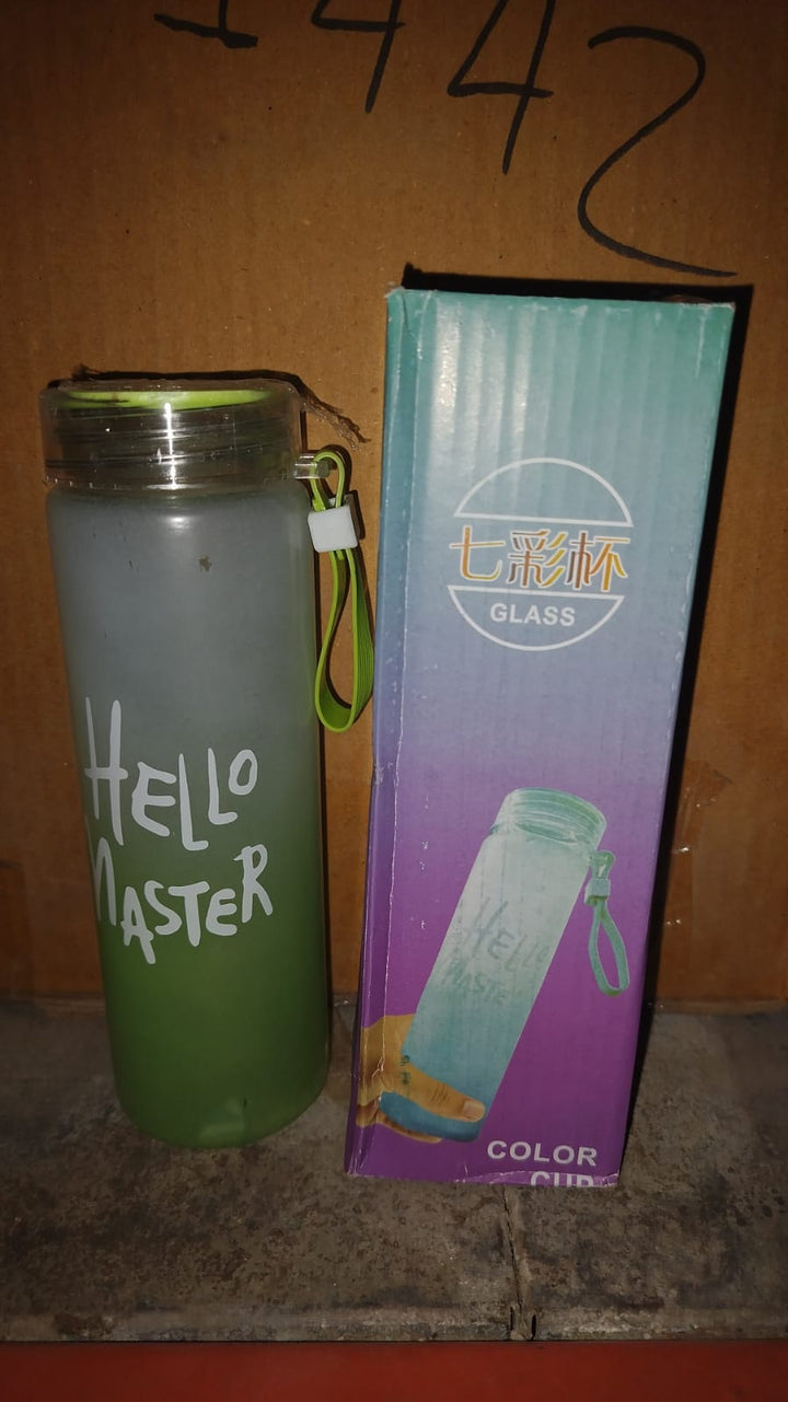 Motivational Glass Water Bottle Colorful potable Water Glass Bottle With Rubber Band, Daily Intake Hourly Water Bottle to Ensure You Drink Enough Water Throughout The Day Reusable Cycling Gym, Workout Fitness Bottle (350 ML) Your Brand