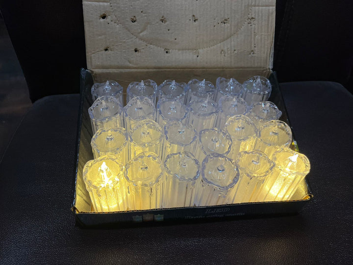 24 Pc Flameless and Smokeless Decorative Melting Candles LED Tea Light Candle Flickering Electronic Candle - TezCart