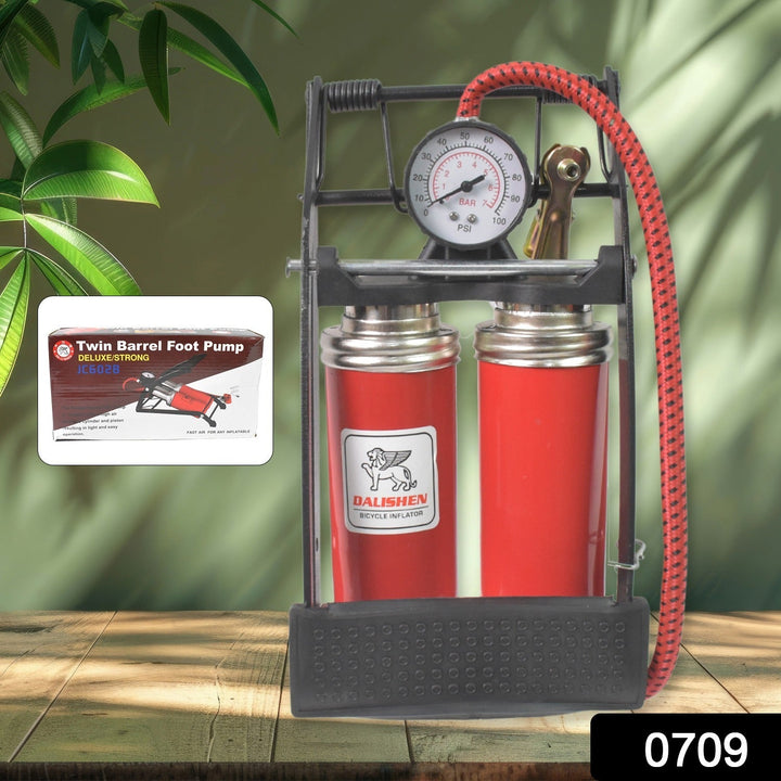Dual-Cylinder Foot Pump, Portable Floor Bike Pump, 100PSI Air Pump - TezCart