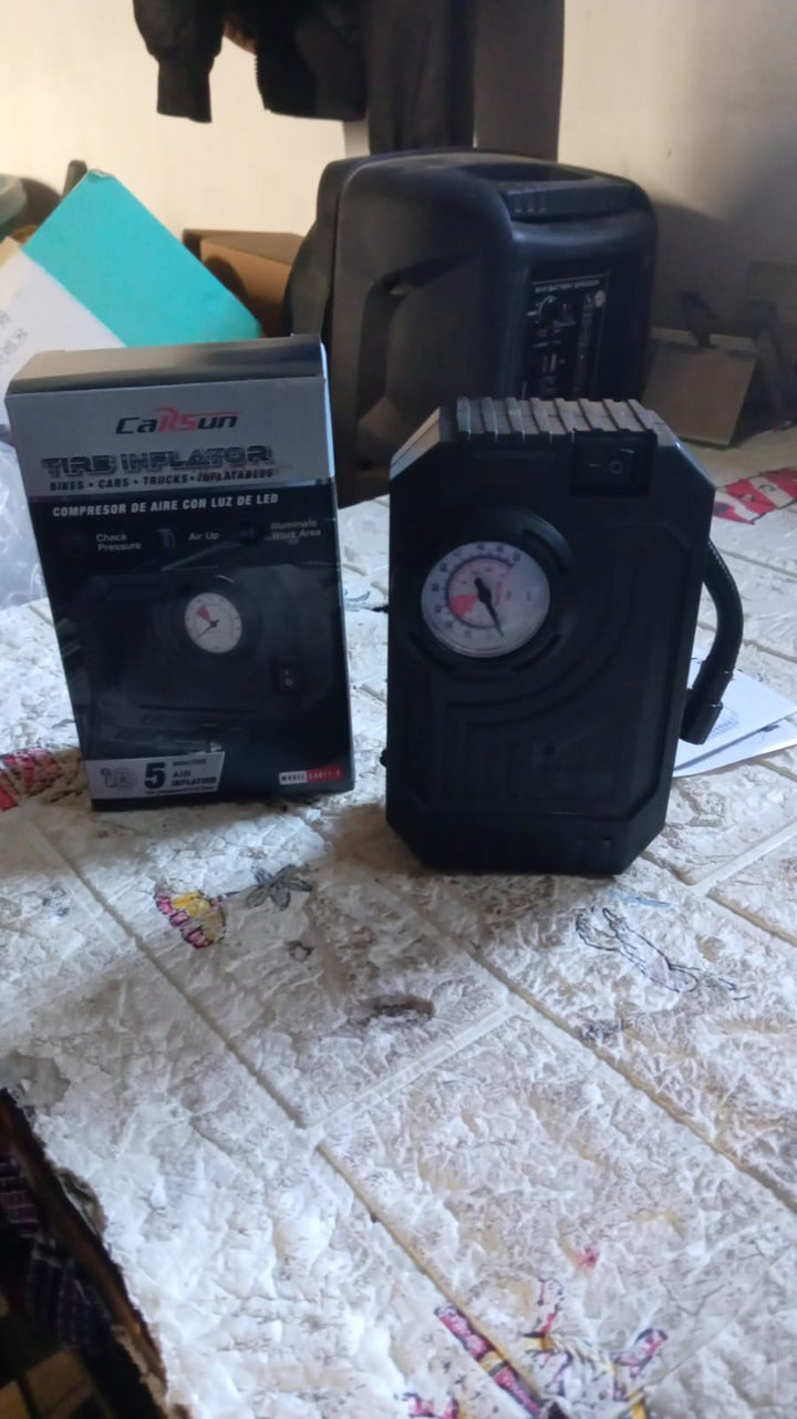 Tire Inflator Portable Air Compressor 12V Small Air Pump for Car Tires Bicycle Balloons, Cars, Bike, Bicycles and Other Inflatables with LED Light (12V) Your Brand