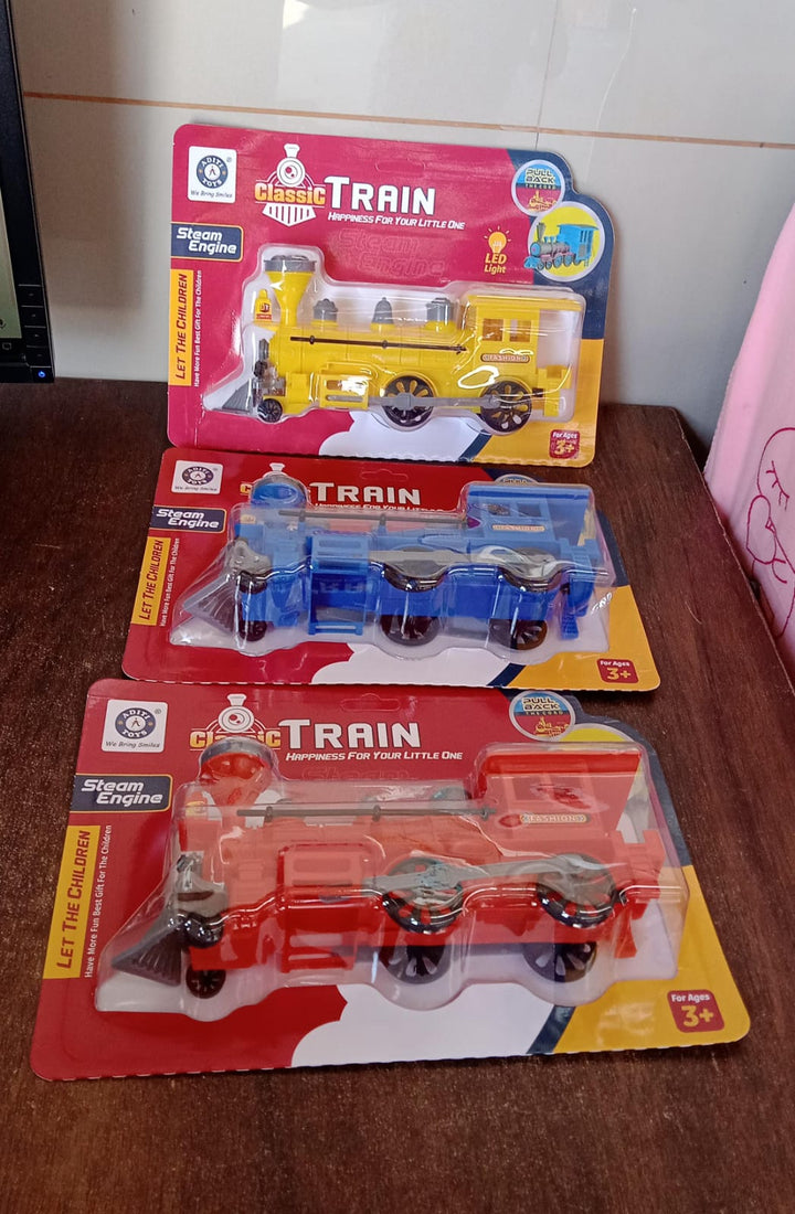 Pull and Go Train with Light Plastic String Pull Back Train (1 Pc / Mix Color) - TezCart