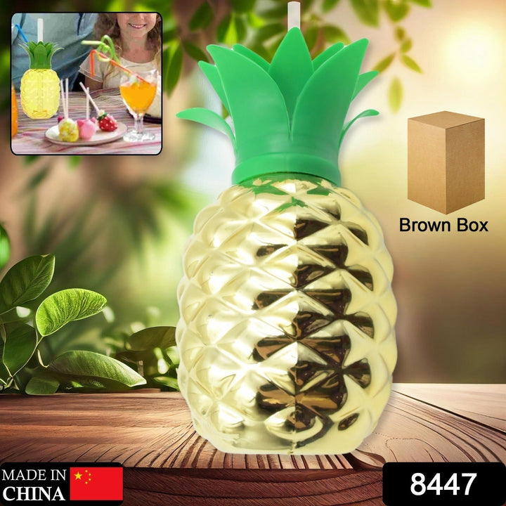 Plastic Pineapple Cups with Straw (1 Pc) - Party Favors, Hawaiian, Beach Your Brand