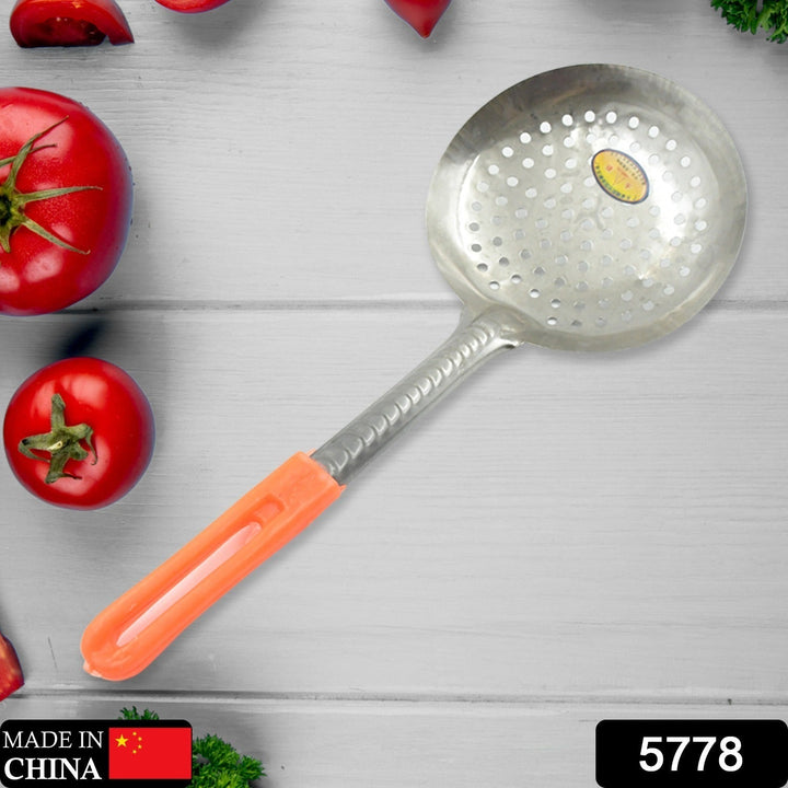 Colander Spoon, Non Slip Hand Polished Thickened Hot Pot Spoon for Kitchen for Restaurant, Stainless Steel Cooking Colander Skimmer Slotted Spoon Kitchen Strainer Ladle with Long Handle for Kitchen Cooking Baking (35 Cm) Your Brand
