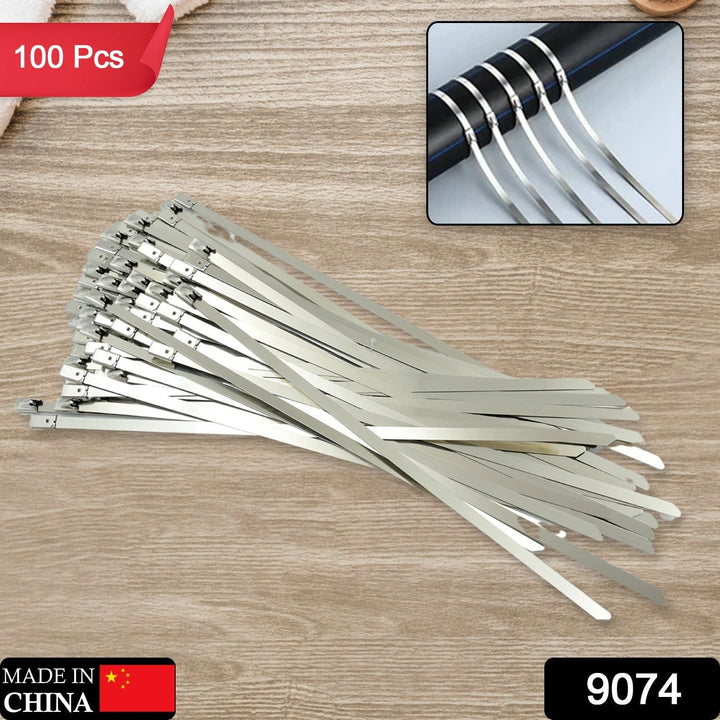 Stainless Steel Cable TIE Used for Solar, Industrial and Home Improvement Multipurpose HIGH Strength, Self-Locking Zip Ties, Multi-purpose Tie, Portable Rustproof 100Pcs Wide Application Zip Tie Set for Building (100 pcs Set / 4.6x200MM) Your Brand