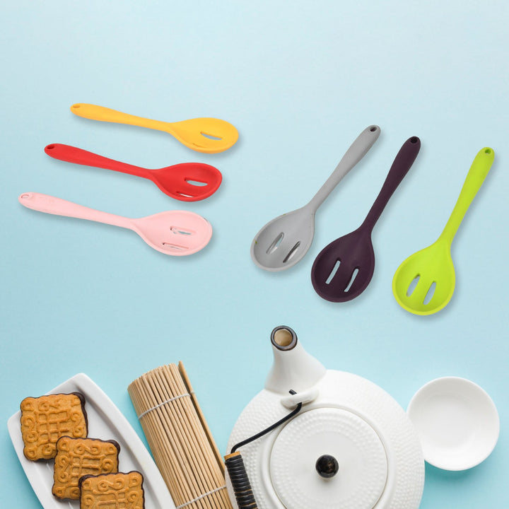 Multipurpose Silicone Spoon, Silicone Basting Spoon Non-Stick Kitchen Utensils Household Gadgets Heat-Resistant Non Stick Spoons Kitchen Cookware Items For Cooking and Baking (6 Pcs Set) Your Brand