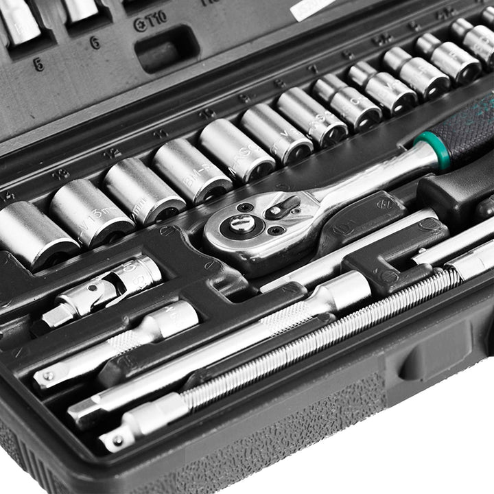 46pcs Metal 1 / 4"" Socket Set (Black, 46pcs) Your Brand