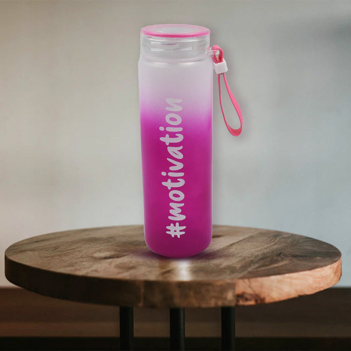 Motivational Glass Water Bottle Colorful potable Water Glass Bottle With Rubber Band, Daily Intake Hourly Water Bottle to Ensure You Drink Enough Water Throughout The Day Reusable Cycling Gym, Workout Fitness Bottle (350 ML) Your Brand