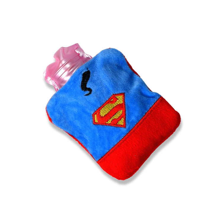 Superman Print Small Hot Water Bag with Cover for Pain Relief Your Brand