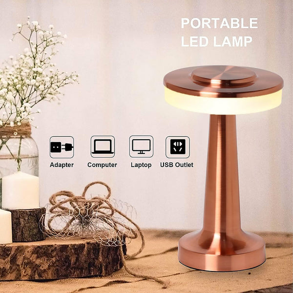 Touch LED Metal Desk Lamp – USB Rechargeable, 3 Colors/Brightness Levels, Dimmable Eye Protection (1 Pc) Your Brand