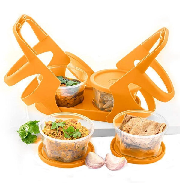 Lunch Box (200 ml each Container) with Attractive Stand - 4 pcs - TezCart