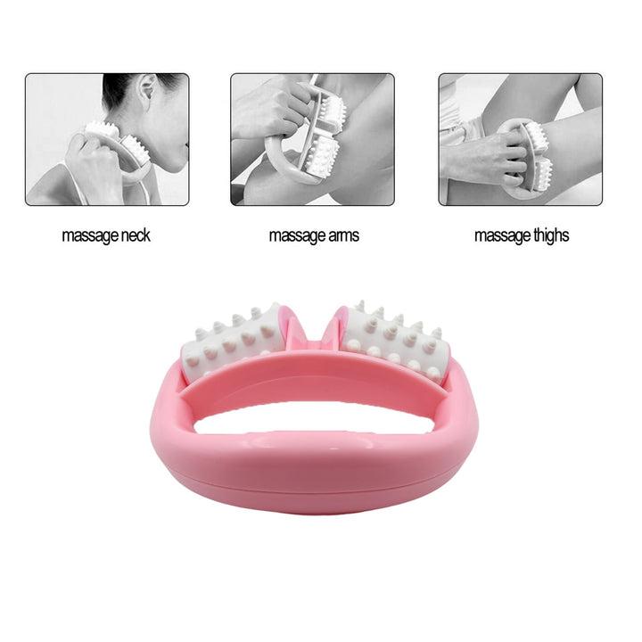 Manual Round Handle Plastic 2 Rollers Massage Roller Cellulite Roller for Legs, Arms, Back, Muscle Pain Relief and Muscle Relaxation Your Brand