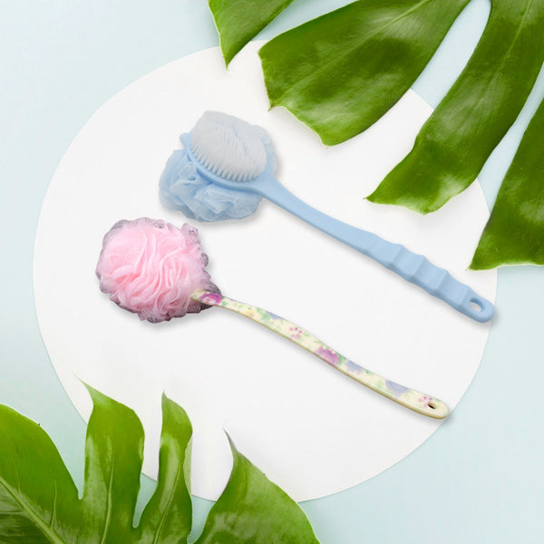 Long Handle Shower Puff Pouf Sponge Exfoliating Mesh Brush Scrubber,Bath Loofah Bath Scrubber for Body Shower Loofah Brushes, Body Bath Brush for Women and Men, Bathroom Shower Accessories (Mix 1 Pc) Your Brand