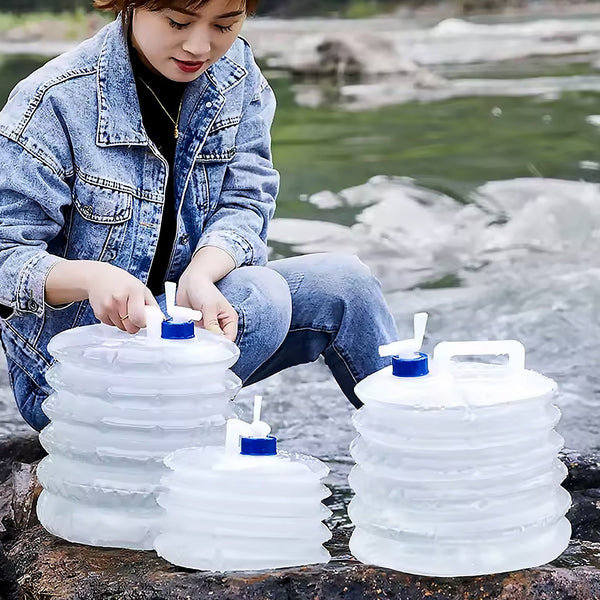 Outdoor Camping Collapsible Portable Water Container with Carry Handle Tap Valve Large Food Grade Your Brand