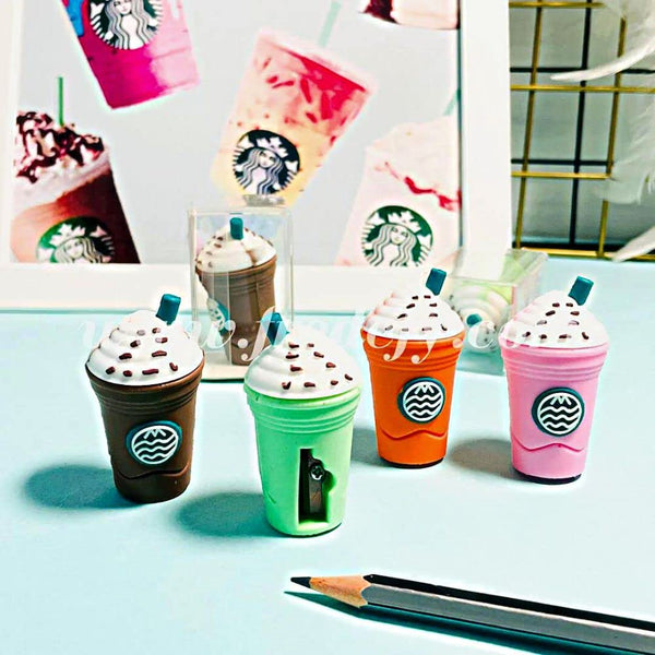 2-in-1 3D Cold Drink Bottle Shape Rubber Pencil Sharpener and Eraser Set, Stationery for Kids School Boys Girls, Birthday Return Gifts (24 Pcs Set ) Your Brand