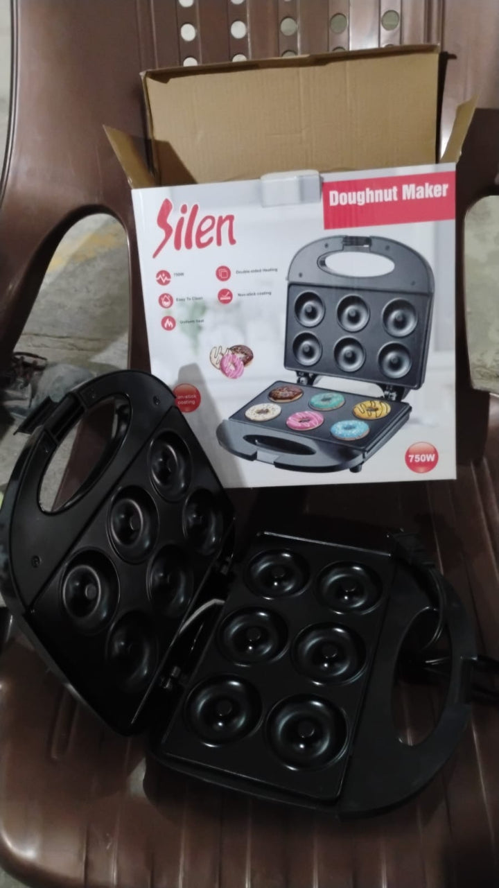 Donut Maker Machine 750W Electric Donut Maker 6pcs Circle Shaped cavity (1 Pc / With 2 PIN Plug Converter 1 Pc ) - TezCart