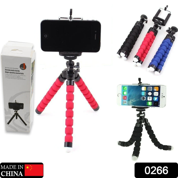 Portable Mini Octopus Tripod Stand with Phone Holder for Live Selfie, Mobile Phone Portable and Adjustable Stand - TezCart