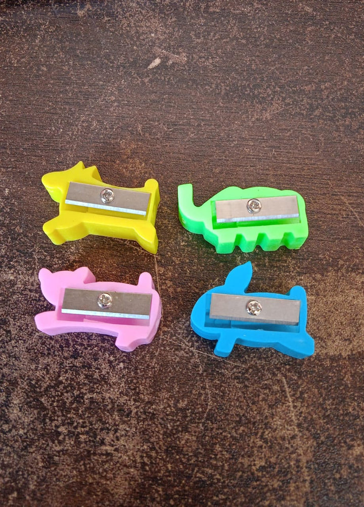 Plastic Small Cute Pencil Sharpener (1 Pc / Mix Design & Color) - TezCart