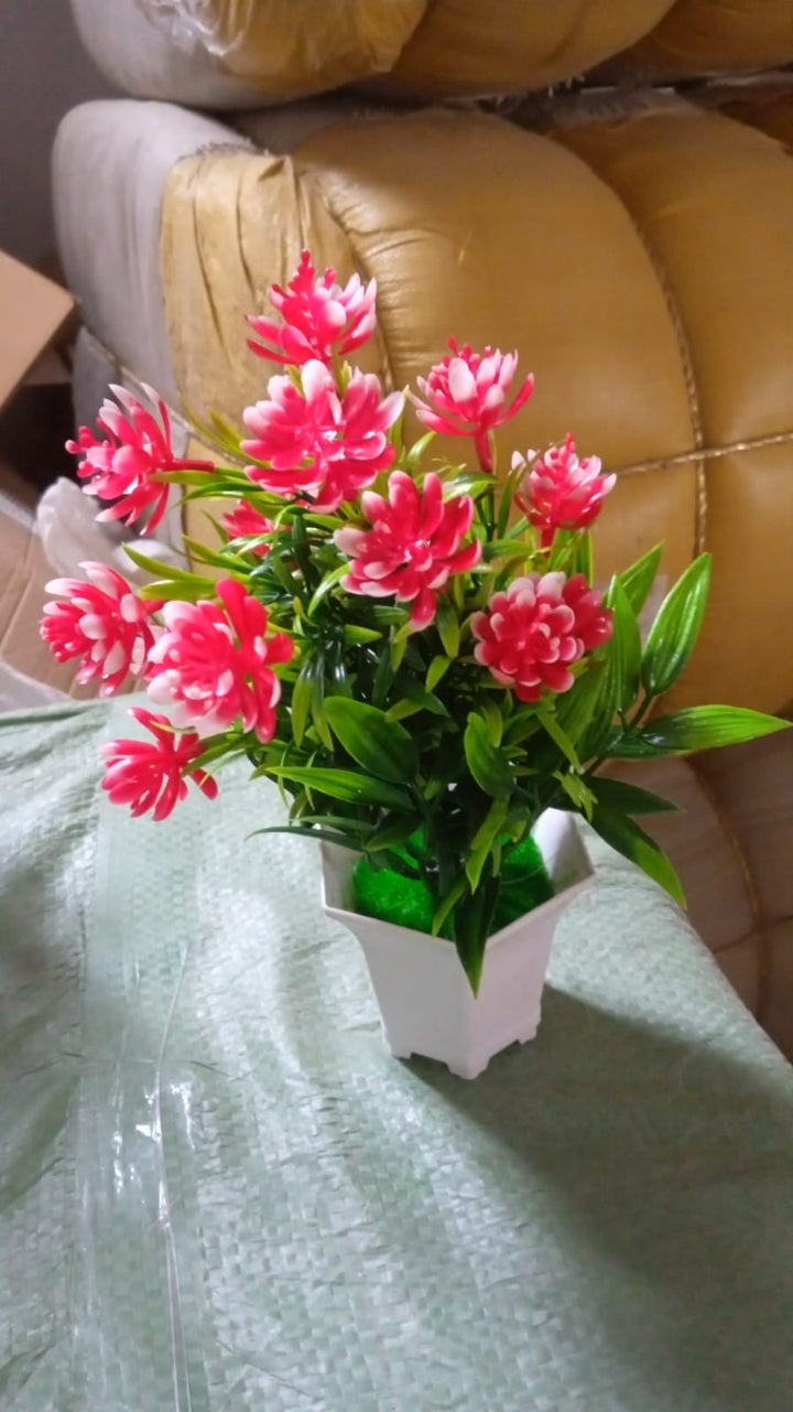 Wild Artificial Flower Plants with Cute Pot | Flower Plant for Home Office Decor | Tabletop and Desk Decoration | Artificial Flower for Balcony Indoor Decor, Plants for Living Room (1 Pc) Your Brand