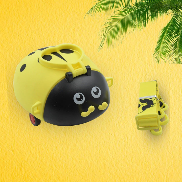 Cute Plastic Bug Shape Water Bottle with adjustable shoulder strap, 4 wheel &  Straw, portable drinking cup Water Bottle For Kids | Water Bottle | Return Gift For Kids | Water Bottle With Straw | School Kinds Water Bottle (1 Pc) Your Brand