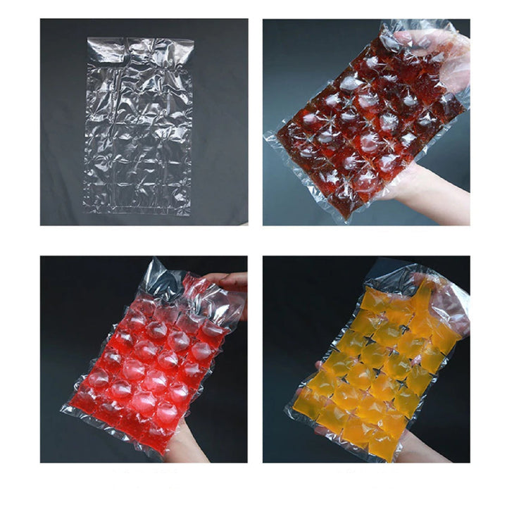 Disposable Ice Cube Bags, Stackable Easy Release Ice Cube Mold Trays Self-Seal Freezing Maker,Cold Ice Pack Cooler Bag for Cocktail Food Wine Your Brand