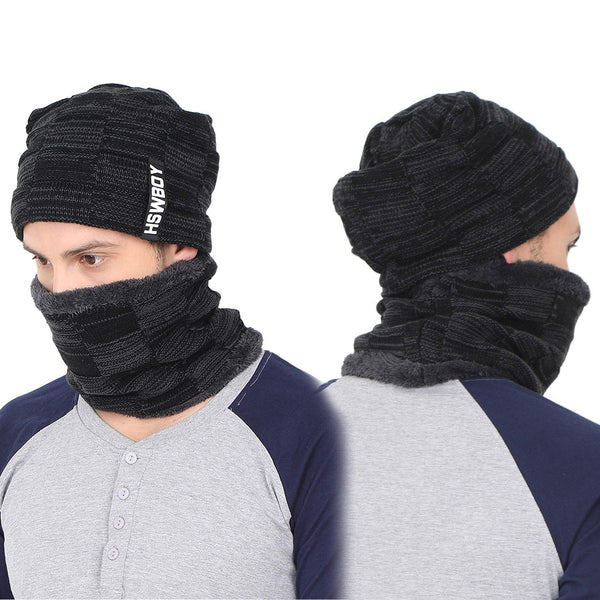Ultra Soft Unisex Woolen Beanie Cap Plus Muffler Scarf - TezCart