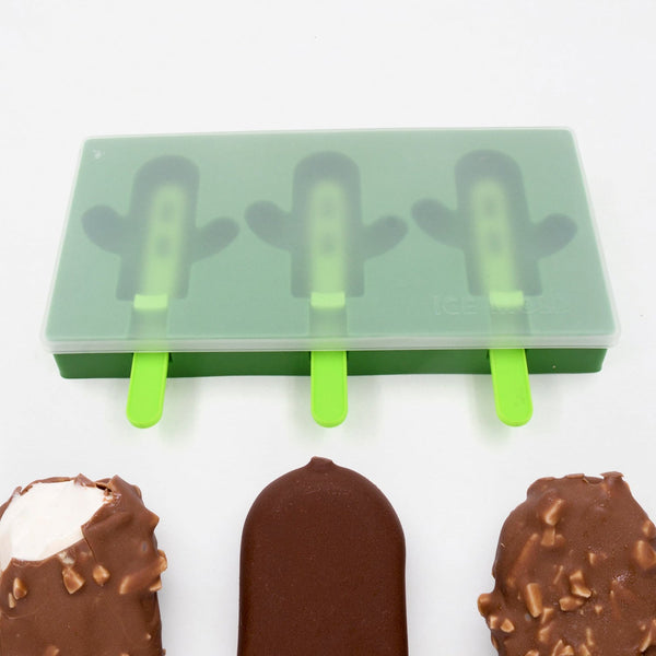 Ice Cream Mould Popsicle Mold, Cactus Shape Ice Pop Molds Homemade Popsicle for DIY Ice Popsicle, 3-Cavity Summer Food Kitchen Tools (1 Pc) Your Brand
