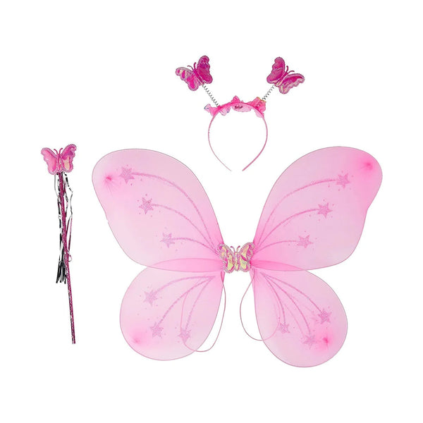 Baby Girl's Fairy Nylon Butterfly Wings Costume Butterfly Fairy Angel Wing| Wand And Hairband Multi- Color For Party (1pc) Your Brand