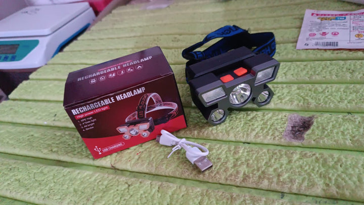 5 LED Headlamp USB Rechargeable Head Light (1 Pc) - TezCart