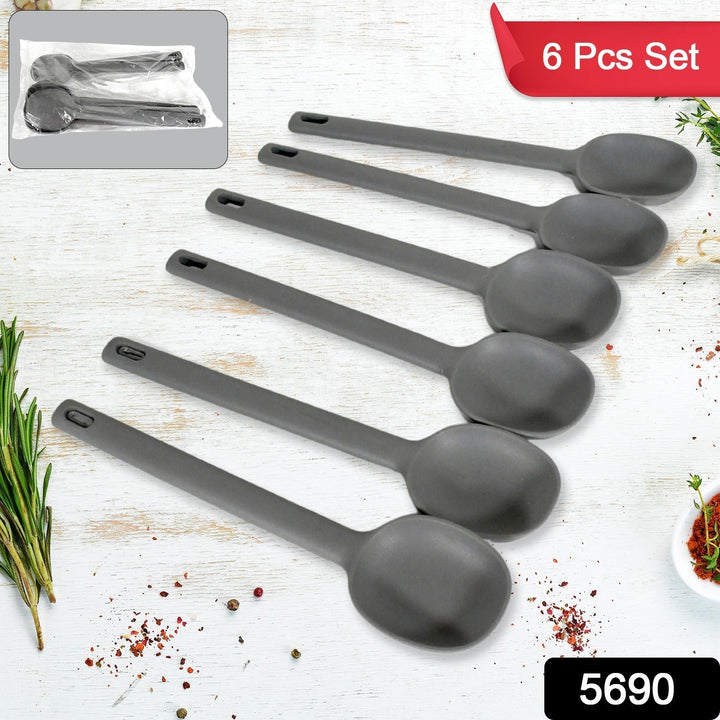 Multipurpose Silicone Spoon, Silicone Basting Spoon Non-Stick Kitchen Utensils Household Gadgets Heat-Resistant Non Stick Spoons Kitchen Cookware Items For Cooking and Baking (6 Pcs Set) Your Brand