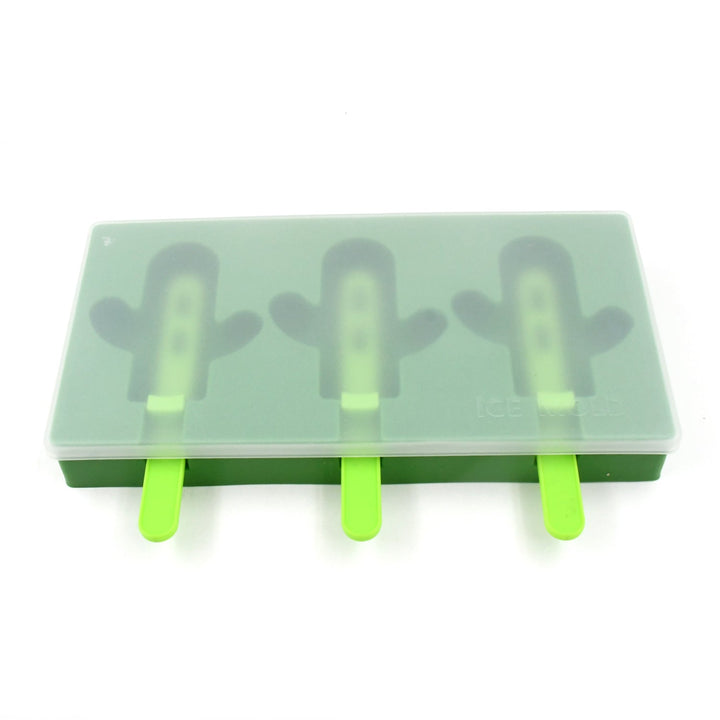 Ice Cream Mould Popsicle Mold, Cactus Shape Ice Pop Molds Homemade Popsicle for DIY Ice Popsicle, 3-Cavity Summer Food Kitchen Tools (1 Pc) Your Brand