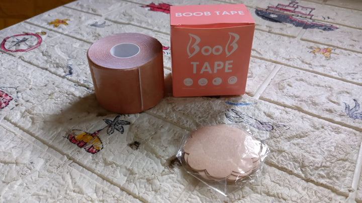 Boob Tape with Nipple Covers: Cotton, Breathable, Lift & Support (5m, 10 Pairs) Your Brand
