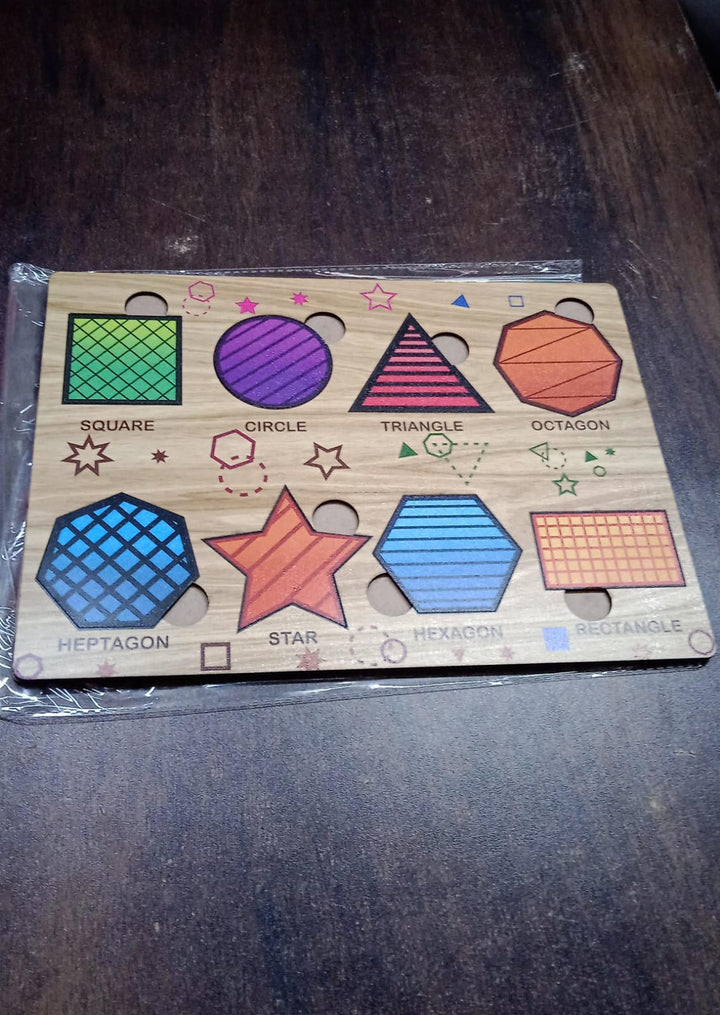 Wooden Triangles Puzzle Learning Educational Board (1 Set / 28×20 Cm) - TezCart