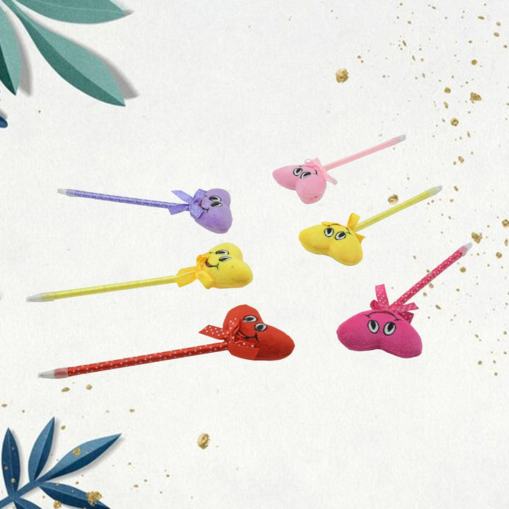 Cute Cartoon Shape & Heart Design Facy Writting Pen Attached Rattle | Ball Pen Smooth Writing For Wedding , Events & Multiuse Pen  Best Pen l Use for Kids (12 Pcs Set Mix Design & Color) Your Brand