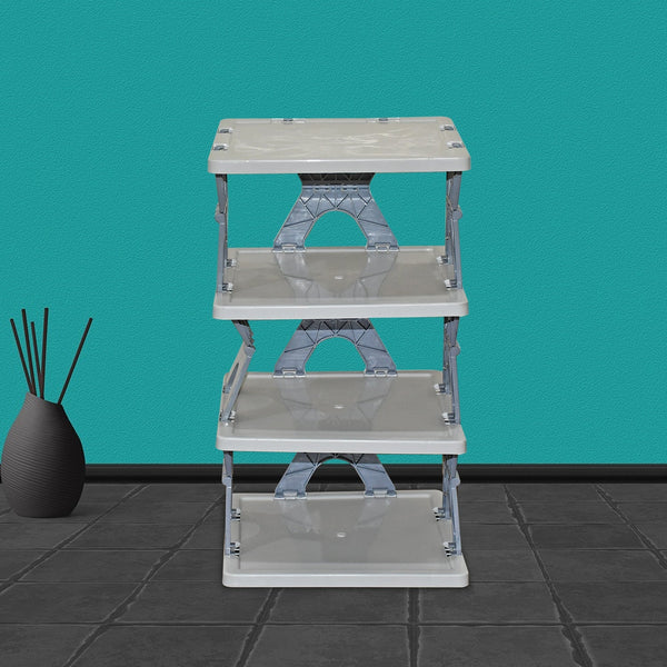 Foldable Shoe Rack (1 Pc, 4 Layers): Space-Saving, Entryway Storage Your Brand