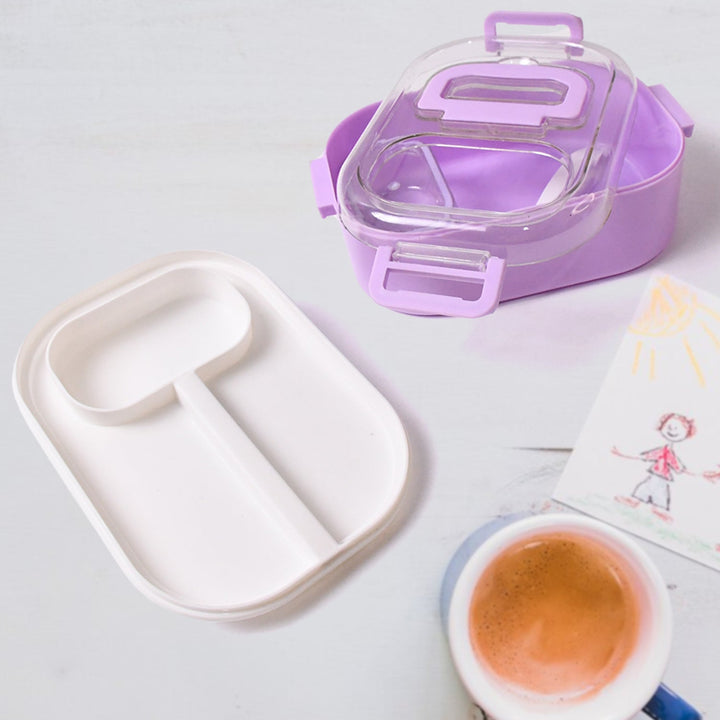Plastic Lunch Box With Small Box, Bottle & Sponn for Kids Lunch Box (4 Pc Set) your brand