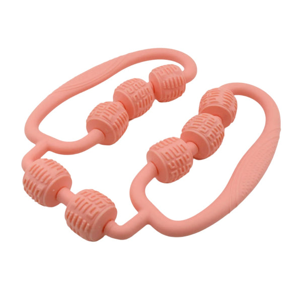 Muscle Massage Roller 8 Wheels Relieve Soreness Leg Muscle Roller Fitness Roller Muscle Relaxer Massage Roller Ring Clip All Round Massaging Uniform Force Elastic PP Drop Shaped for Home Use (1 Pc) Your Brand