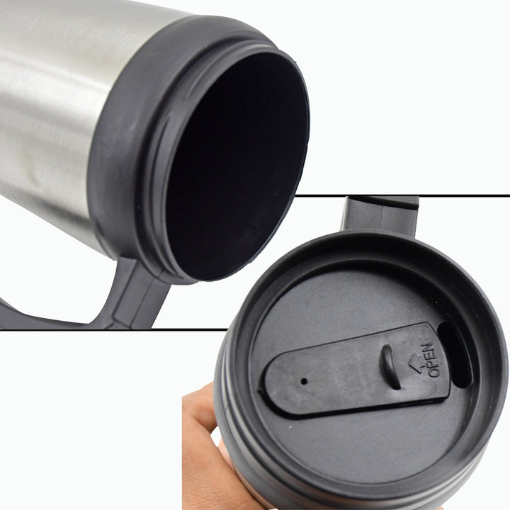 Stainless Steel Vacuum Glass Insulated Glass Coffee Cups (With Lid & Handle / 1 pc) Your Brand