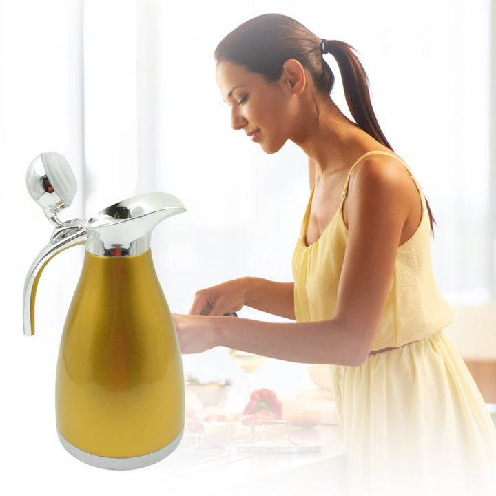 Vacuum Insulated Kettle Jug, Vacuum Insulated Thermos Kettle Jug Insulated Vacuum Flask, Vacuum Kettle Jug Stainless Steel For Milk ,Tea ,Beverage Home Office Travel Coffee (1.5 Ltr / 1Pc) Your Brand