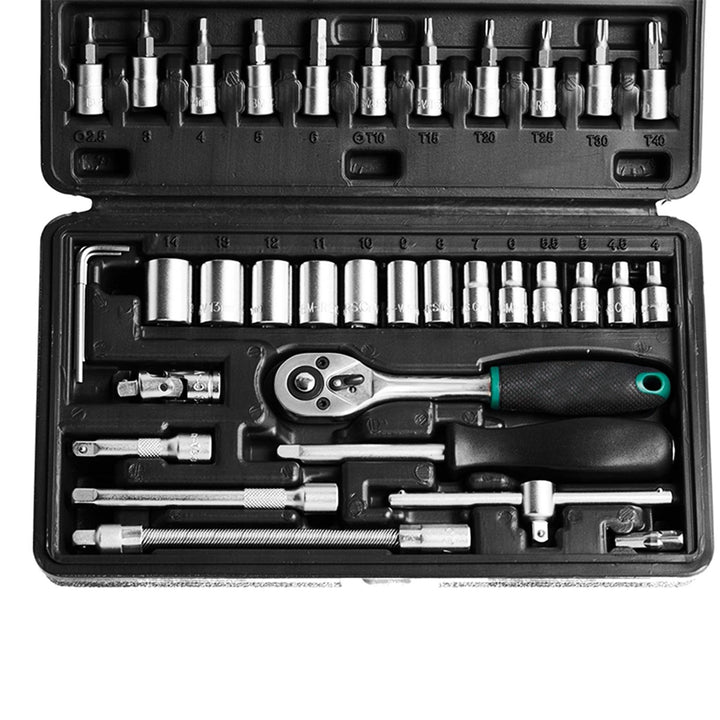 46pcs Metal 1 / 4"" Socket Set (Black, 46pcs) Your Brand