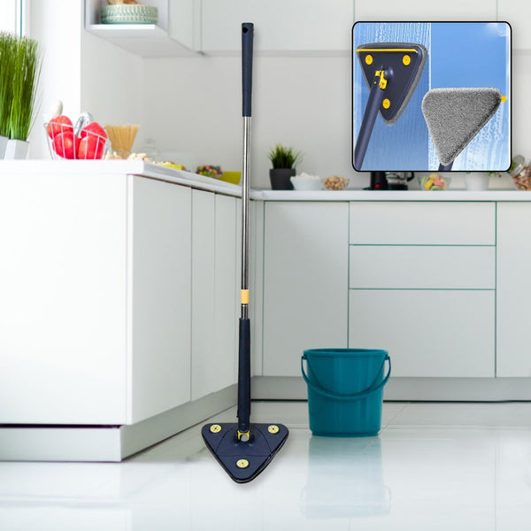 Rotatable Adjustable Triangle Cleaning Mop Triangle Mop with Stainless Steel Long Handle Push-Pull Squeezing Cleaning Mop Dry & Wet Mop for Floor Windows (1 Pc) Your Brand