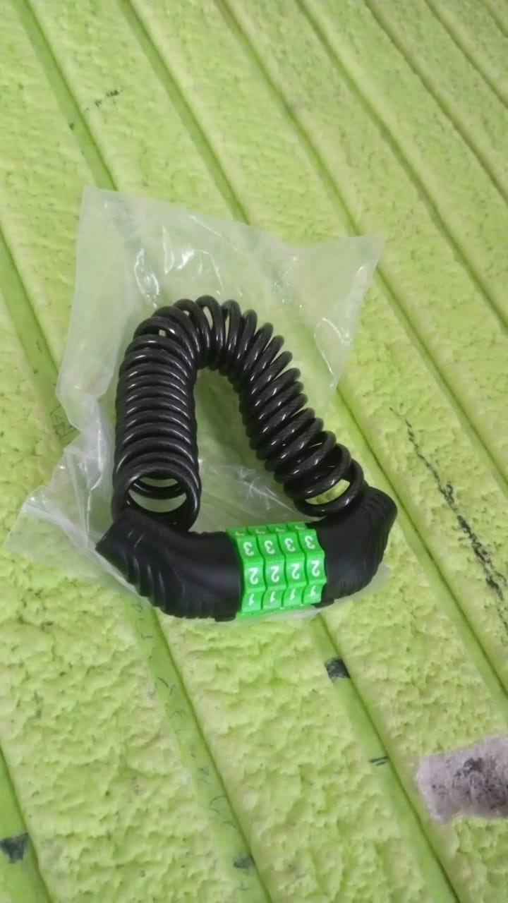 Spiral Cable Lock | 4-Digit Combination Code | Bicycle Security Lock (1 Pc) - TezCart