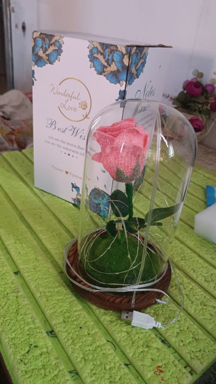 Glass Flower with Led Light Great Gift (1 Set) - TezCart