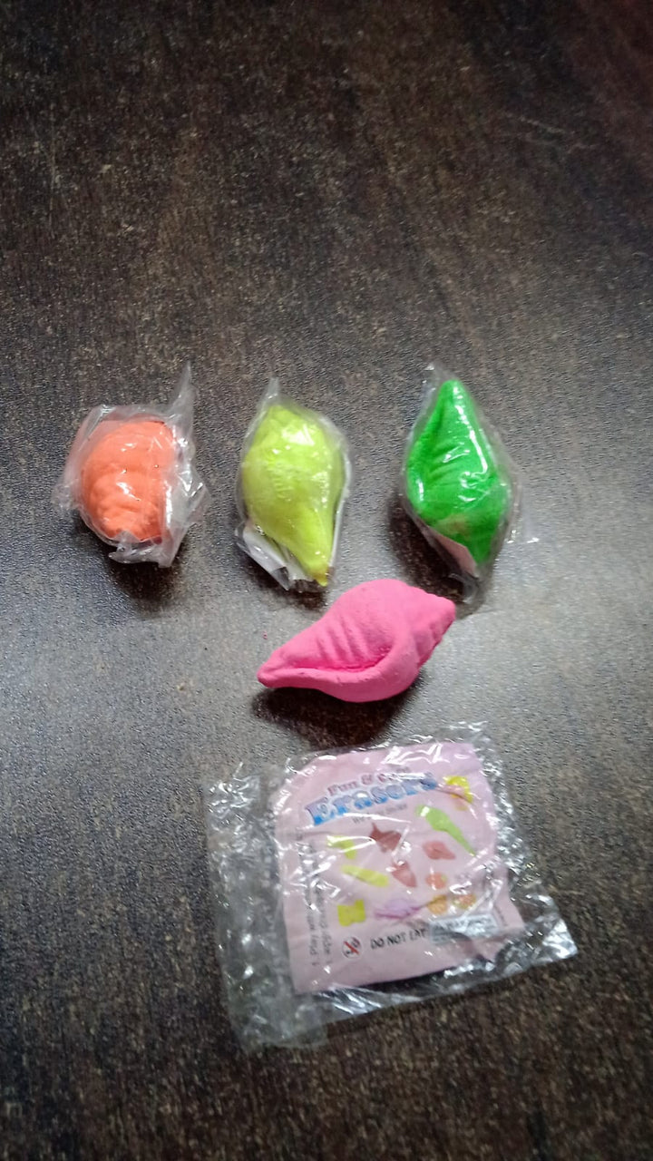 Shankh Shape Eraser Rubber (1 Pc / Mix Colour & Design) - TezCart