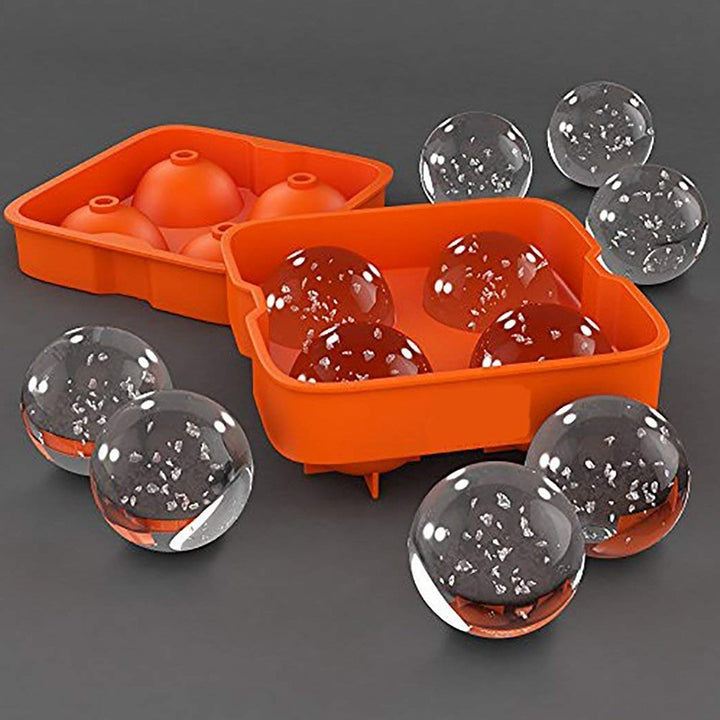 Ice Trays for Freezer Whiskey Ice Cube Plastic Ball Maker Mold Sphere Mould 4 Holes New Ice Balls Party Brick Round Tray Bar Tool ice for Whiskey Your Brand