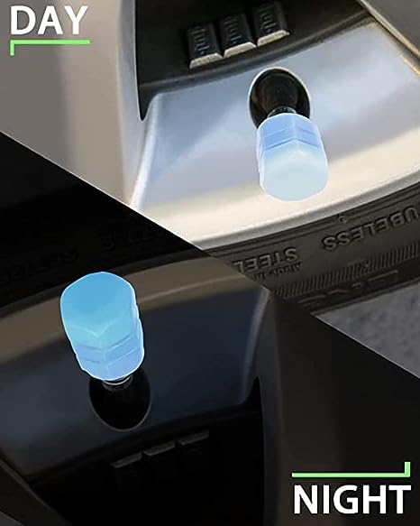 Tyre Valve Caps Luminous Glow Car Tire Air Stem Valve Cap Covers vaal cap ( 4 Pcs Mix Colour) - TezCart