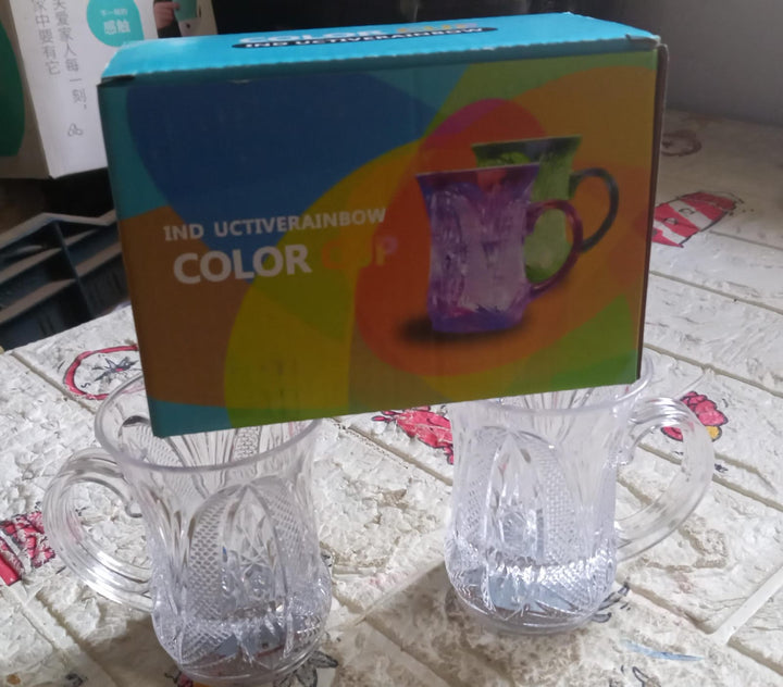 Flashing Cup LED Water Sensor Light up Cup with Handle for Home Kitchen Fun Luminous Water Cup, Party / Birthday / Nightclub / Christmas / Disco Entertainment Cup (2 Pcs Set) Your Brand