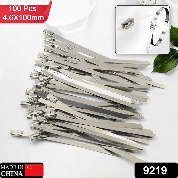 Stainless Steel Cable TIE Used for Solar, Industrial and Home Improvement Multipurpose HIGH Strength, Self-Locking Zip Ties, Multi-purpose Tie, Portable Rustproof 100Pcs Wide Application Zip Tie Set for Building (4.6x100MM /  100 pcs Set) Your Brand